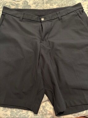 lululemon athletica Men's Black Flat-Front Performance Shorts